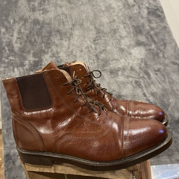 Vtg Michele Olivieri Italian Men’s 9 Brown Leather Hybrid Oxford & Chelsea Boot main image 5